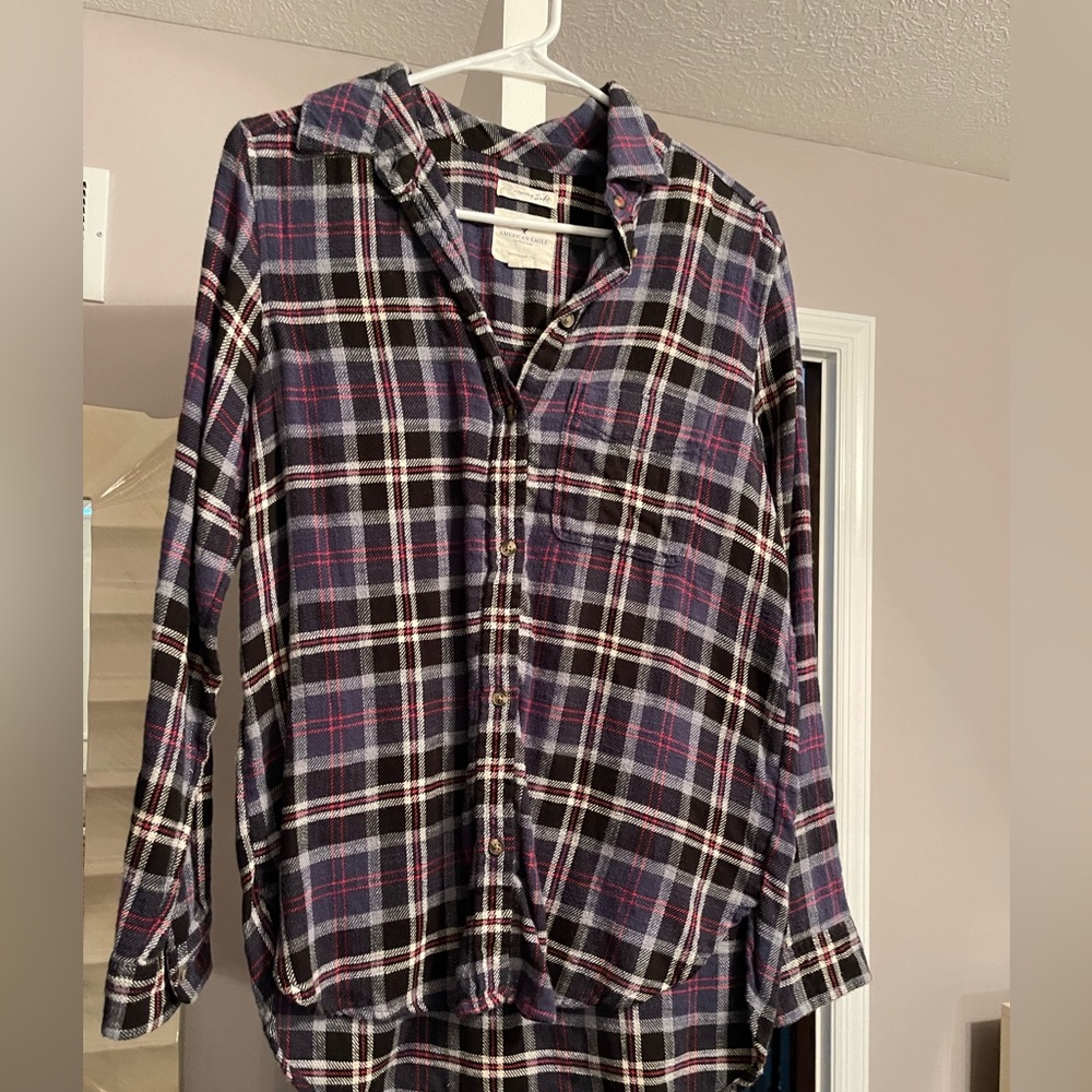 Purple red black flannel boyfriend fit